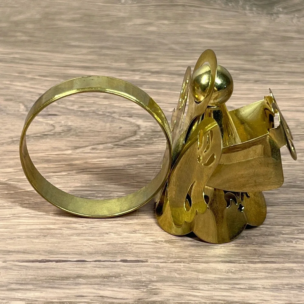 Brass Angel Napkin Rings Gold Christmas Holiday Decor Vintage Set of 3